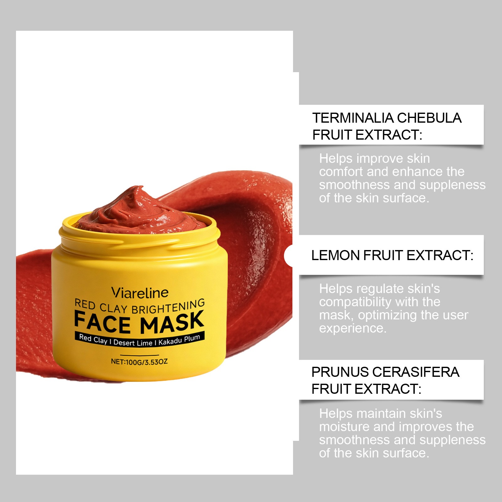 Viareline Red Clay Brightening Face Mask