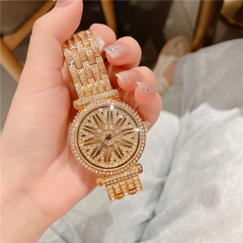 Luxury Luminescence Diamond Rotation Watch for Women