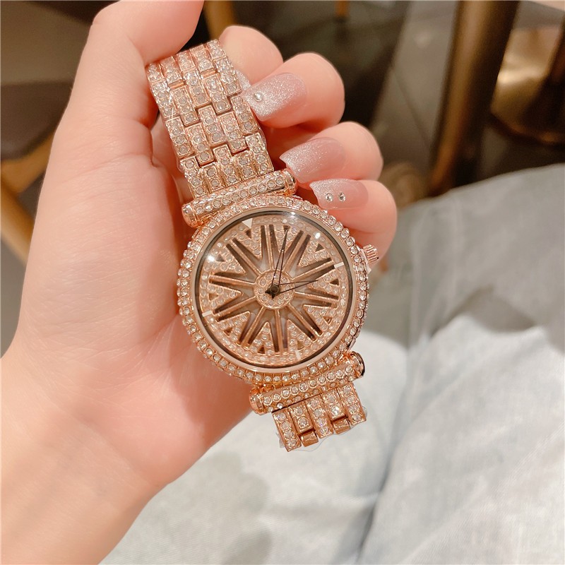 Luxury Luminescence Diamond Rotation Watch for Women