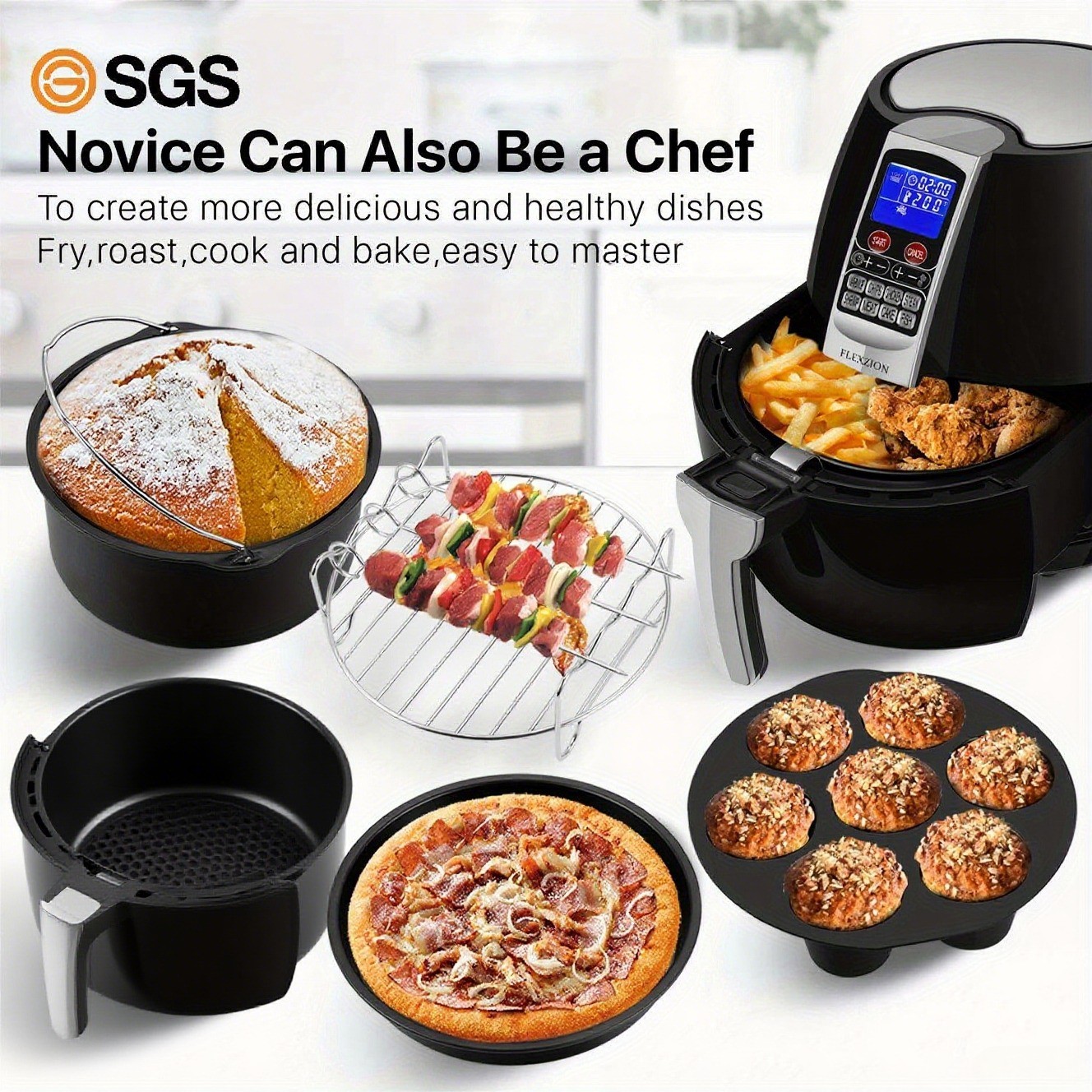 Air Fryer Accessories Set (8 Inch, 13 Pieces)  Master Every Meal with One Complete Kit