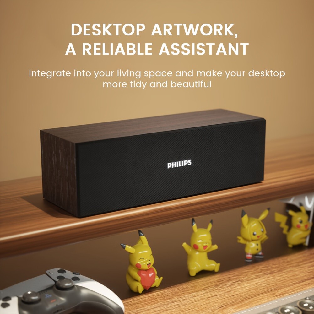 Philips SPA3609 Classic Wood Wireless Speaker  Pure, Enjoyable Sound with Timeless Wooden Design
