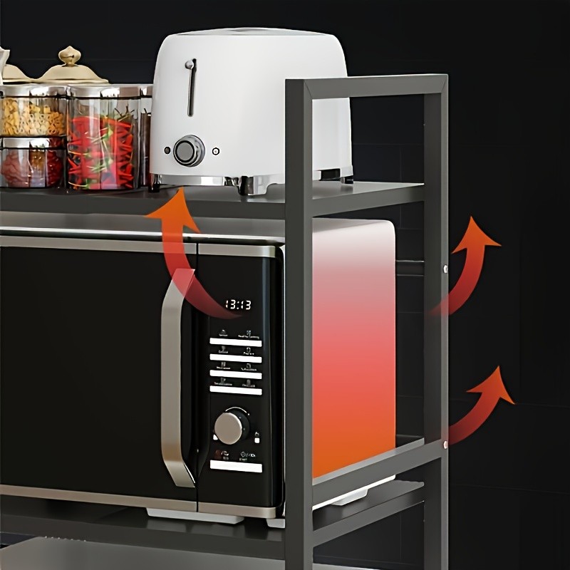 Metal Microwave Rack with Hooks That Expands