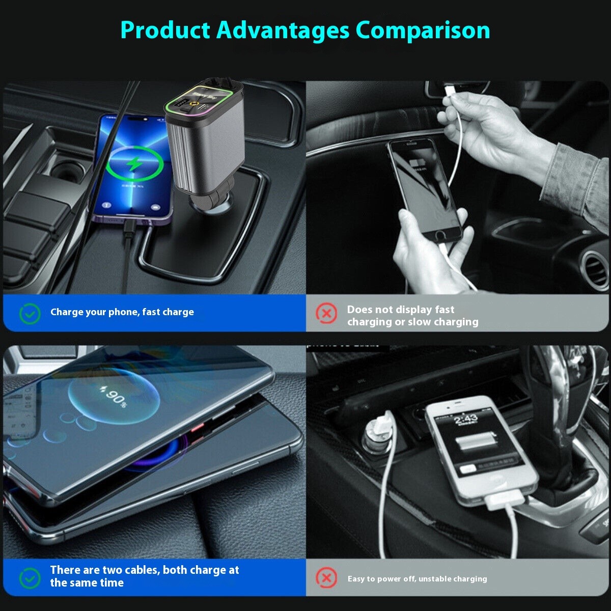 4 In 1 Retractable Car Charger Starlight