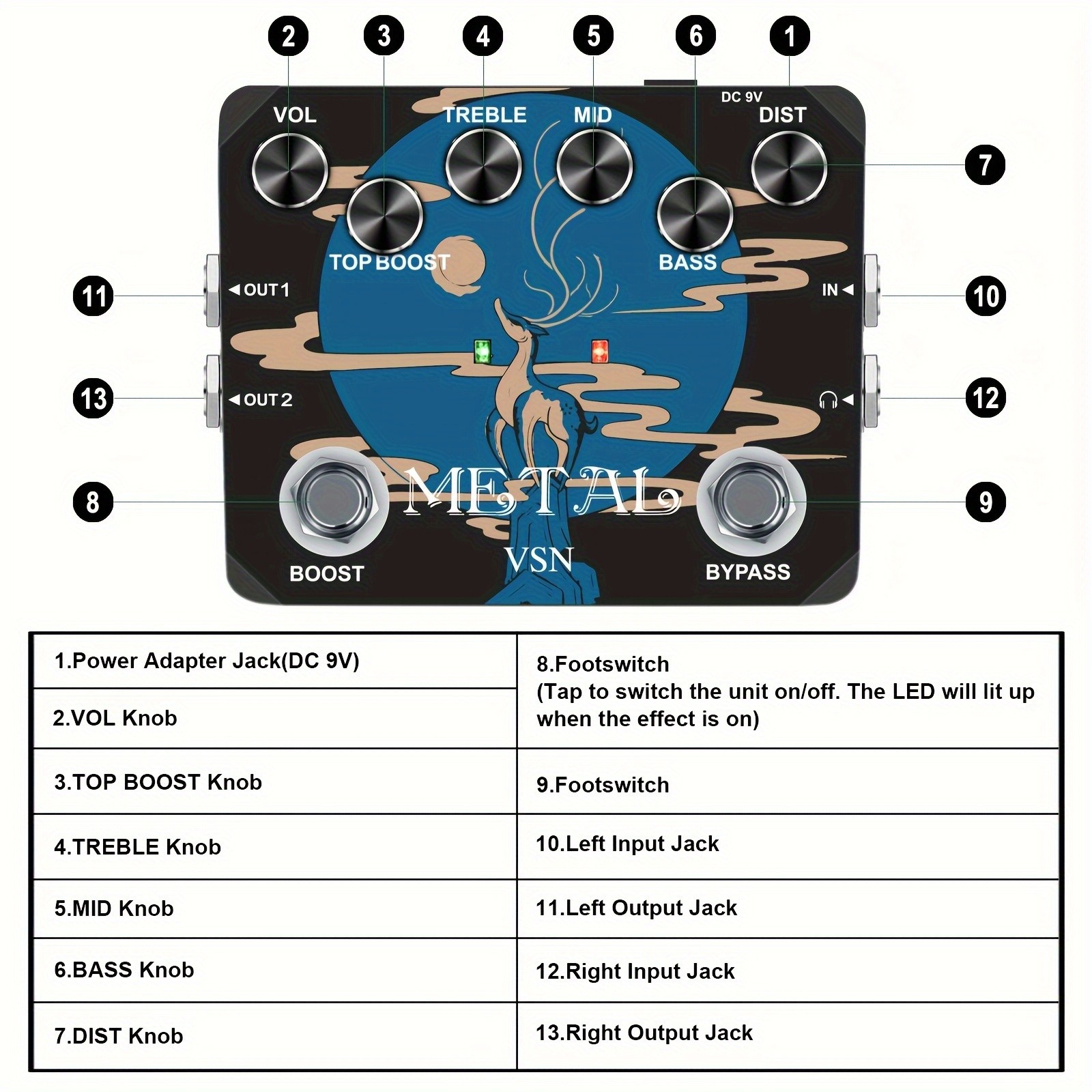 Amuzik Heavy Metal Distortion Guitar Pedal