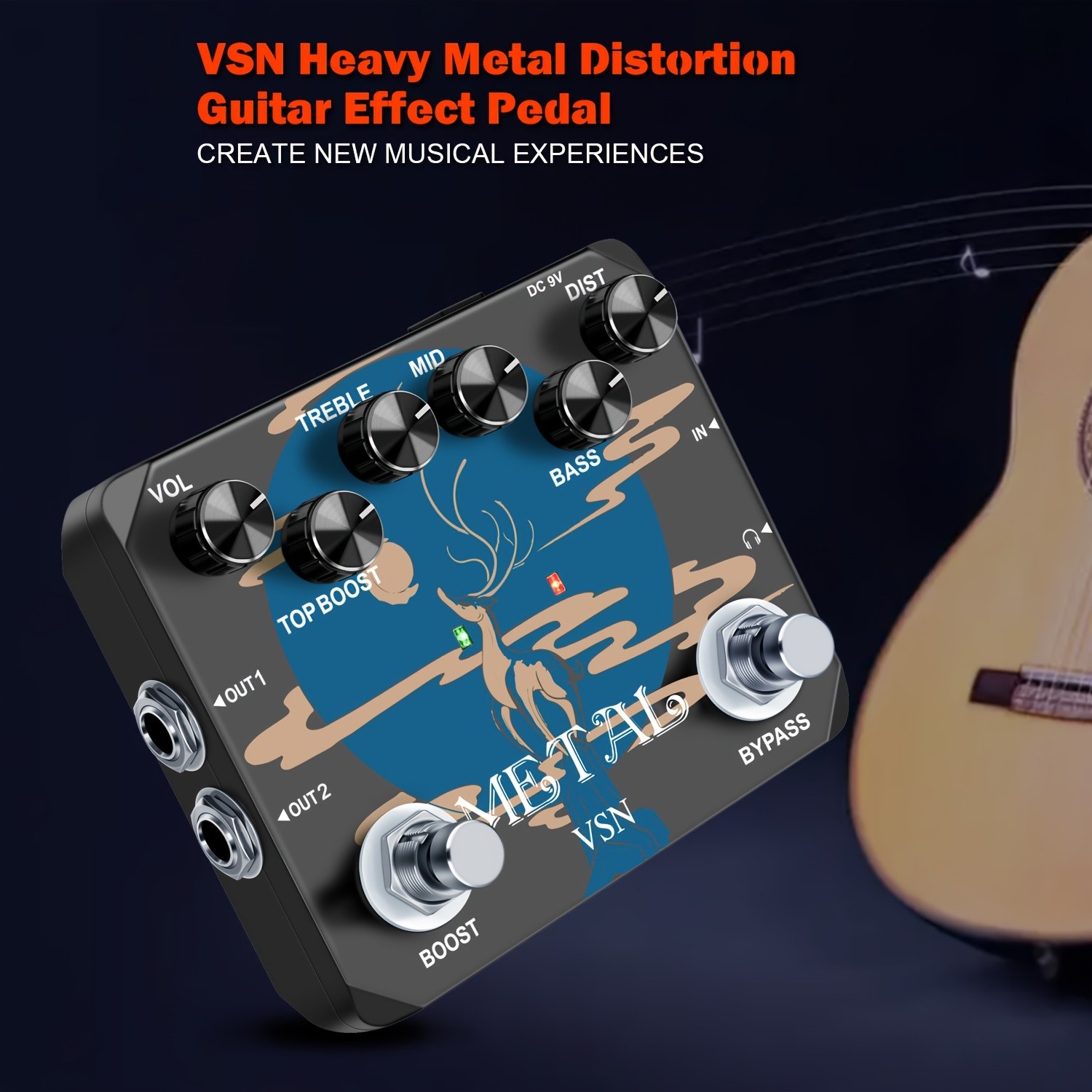 Amuzik Heavy Metal Distortion Guitar Pedal