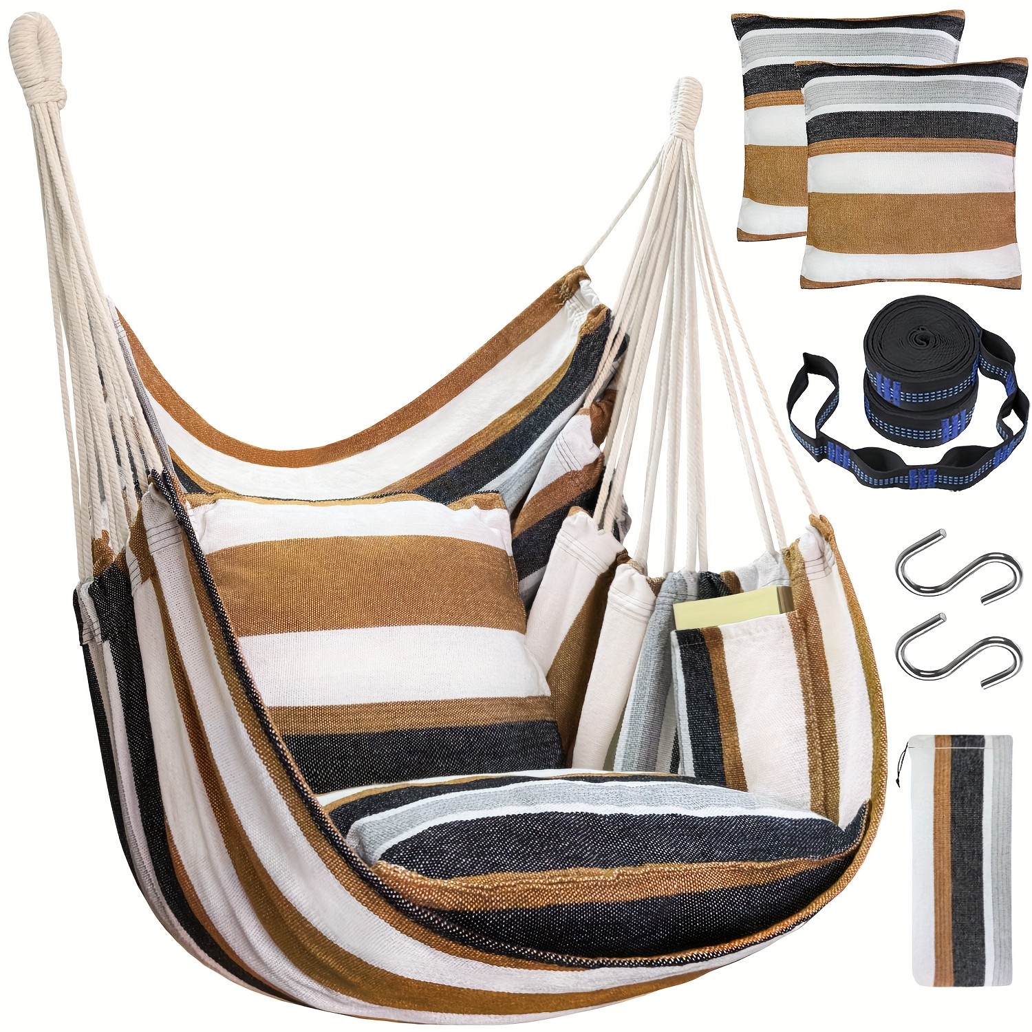 Hammock Chair Set  Complete Comfort System with Premium Straps & Cushions