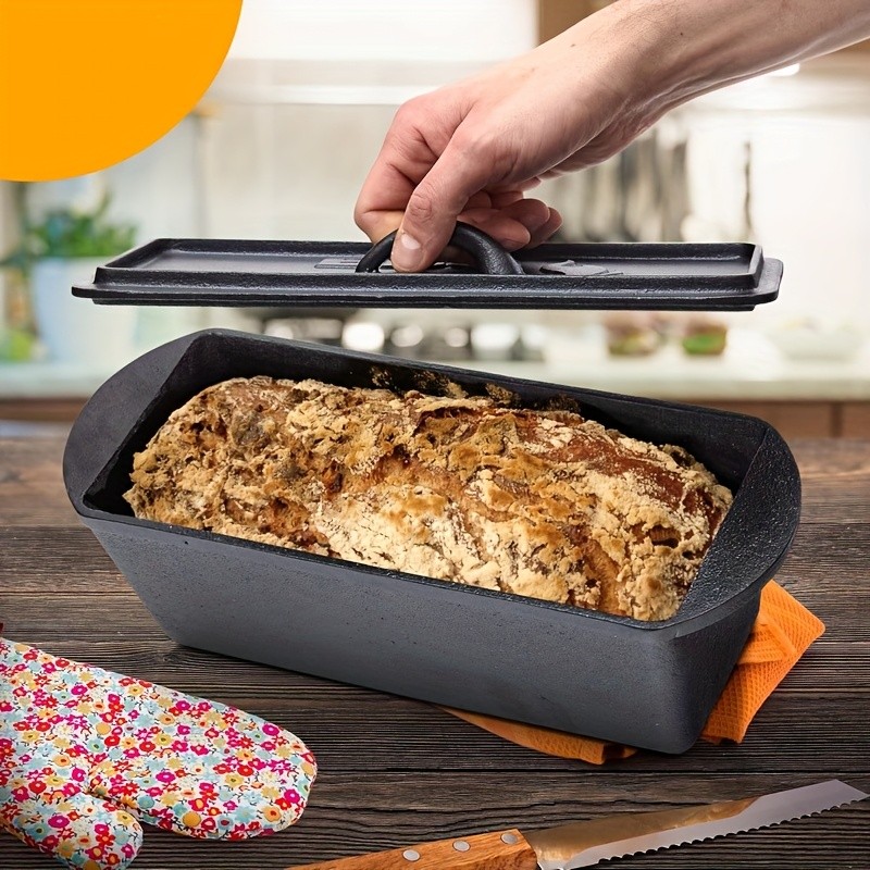 Loaf Pan with Lid Cast Iron Bread Pan Toast Box Bakeware with Handles