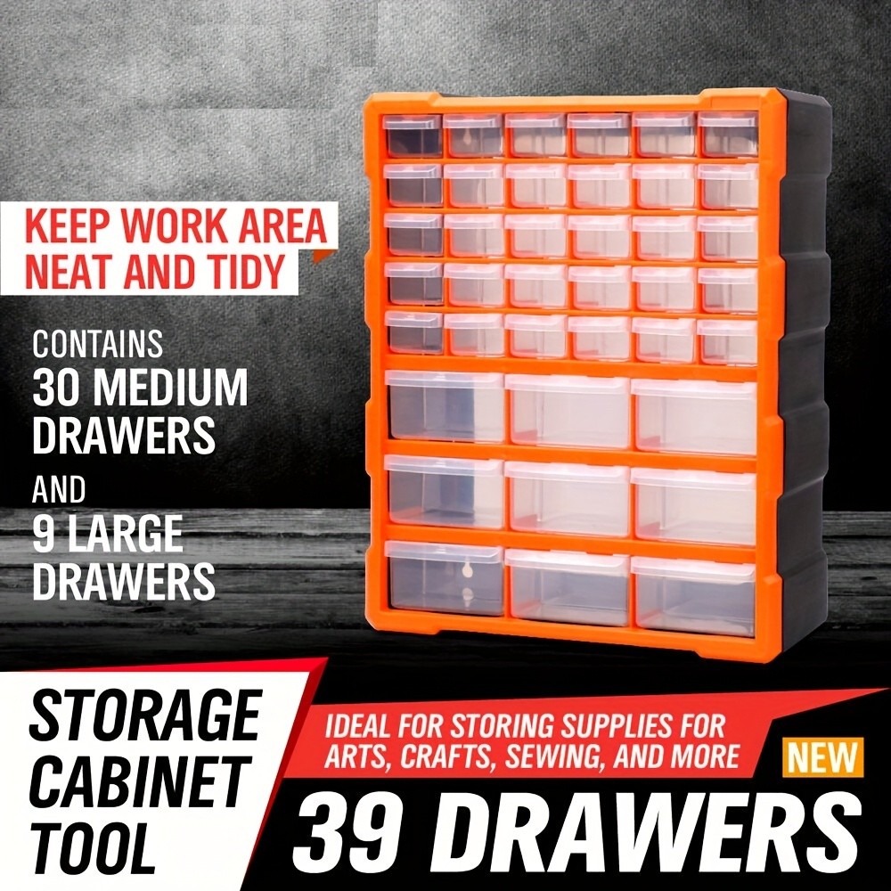 39-Drawer Heavy-Duty Plastic Parts Storage Cabinet