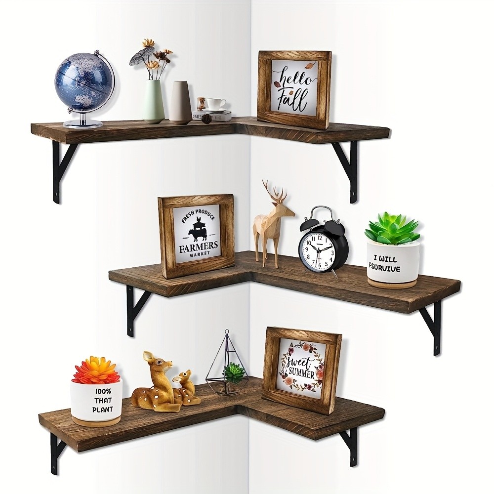 Set Of 3 Corner Floating Shelves