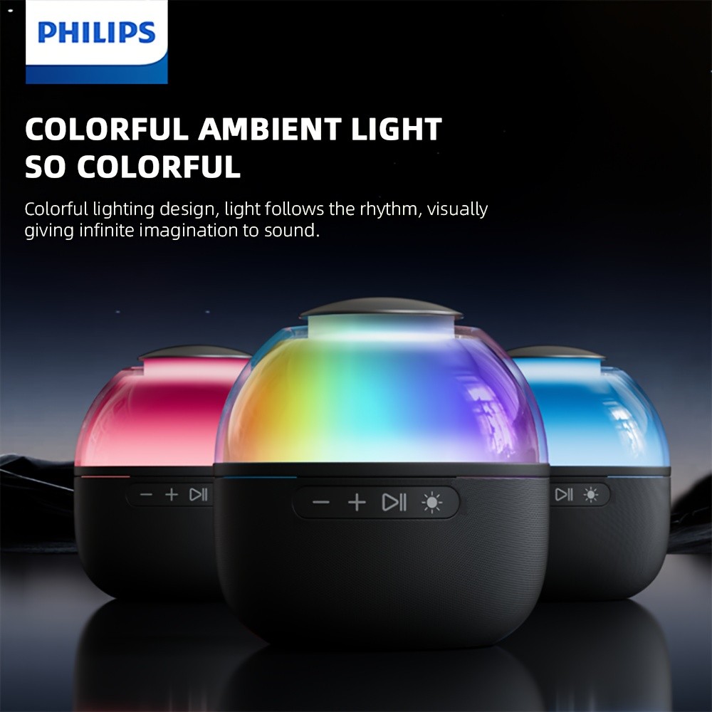Philips Wireless Speaker Lamp with Low-Alarm, Type-C & Bass