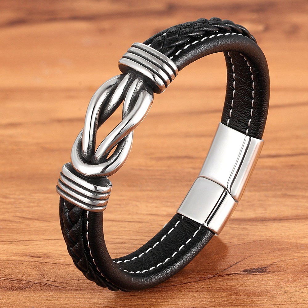 Men Simple Leather Braided Bracelet