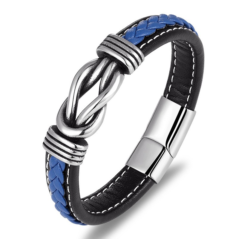 Men Simple Leather Braided Bracelet
