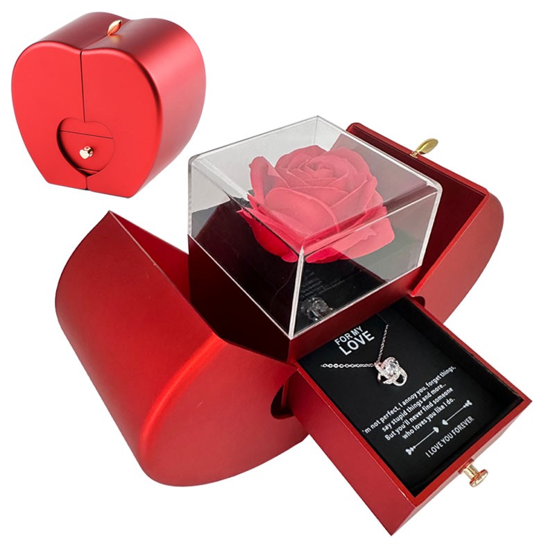 Rose Flower Box With Necklace