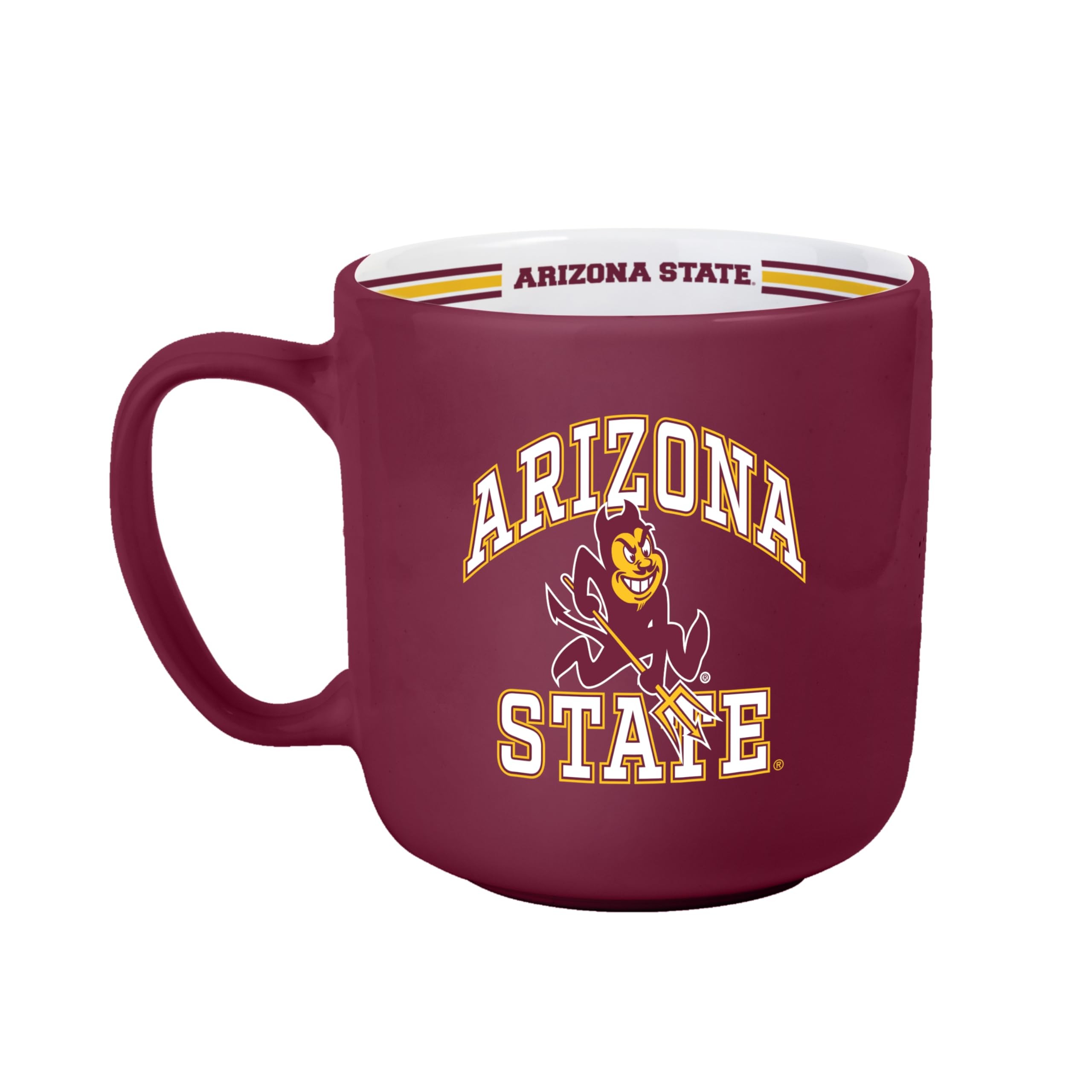 Logo Brands NCAA AZ State Sun Devils 15oz Stripe Mug - Team Logo Inside Print Standard Handle Microwave & Dishwasher Safe