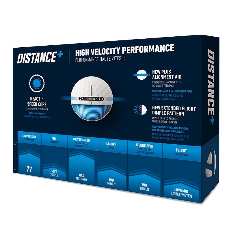12-Pack of TAYLORMADE Distance+ Golf Balls Maximum Distance and Optimal Performance for Golfers