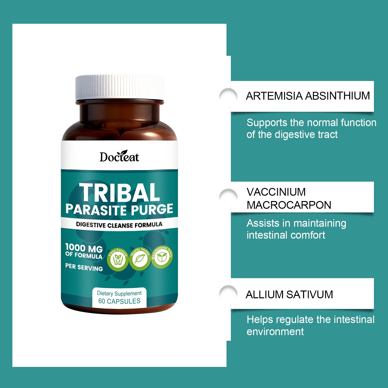 Docteat Tribal Parasite Purge Digestive Cleanse Formula for a Healthier Gut