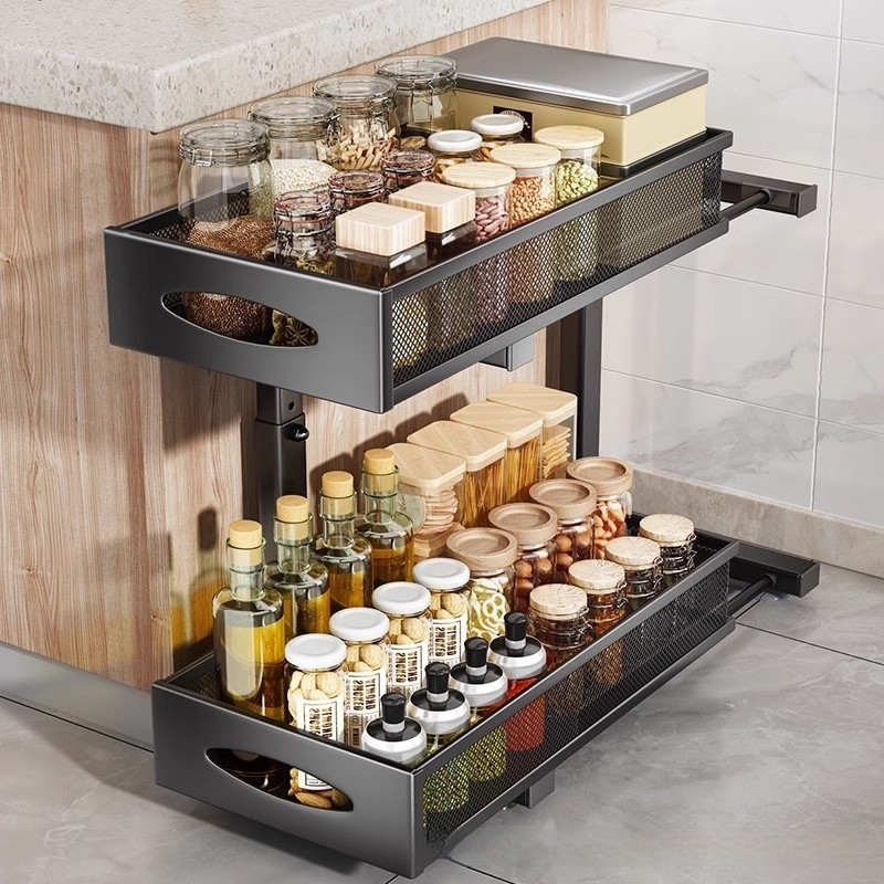Pull-out Double-layer Lath Drawer Kitchen