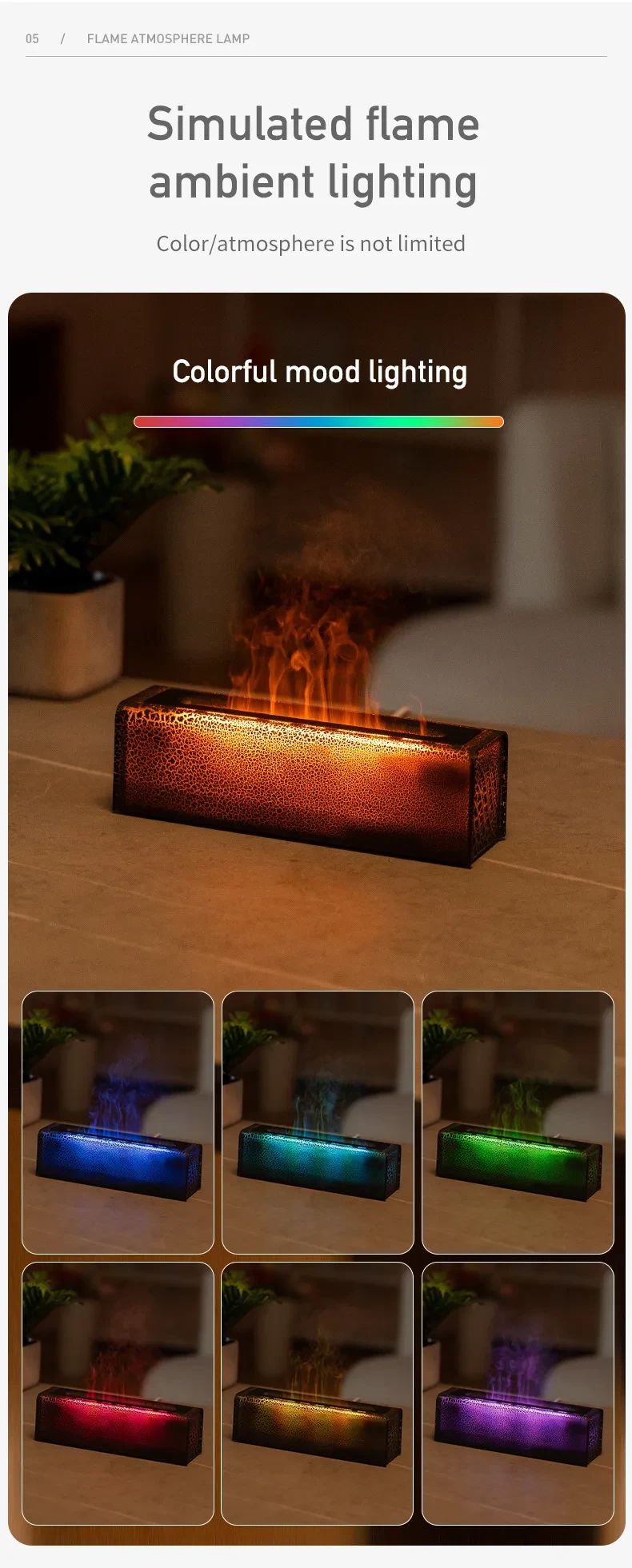 Flame Aromatherapy Machine Colorful Essential Oil Diffuser