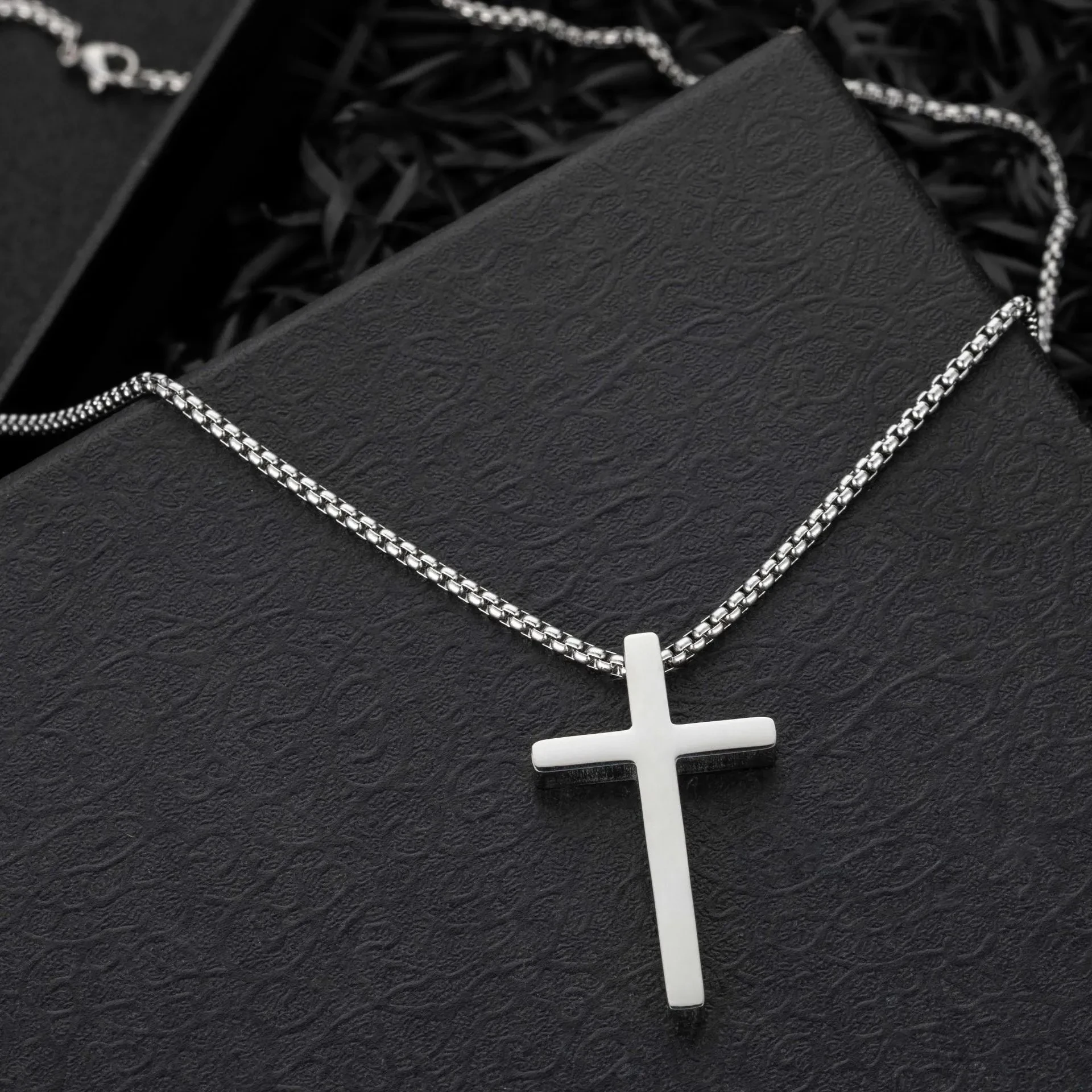 Gold-Tone Cross Curb Chain Necklace