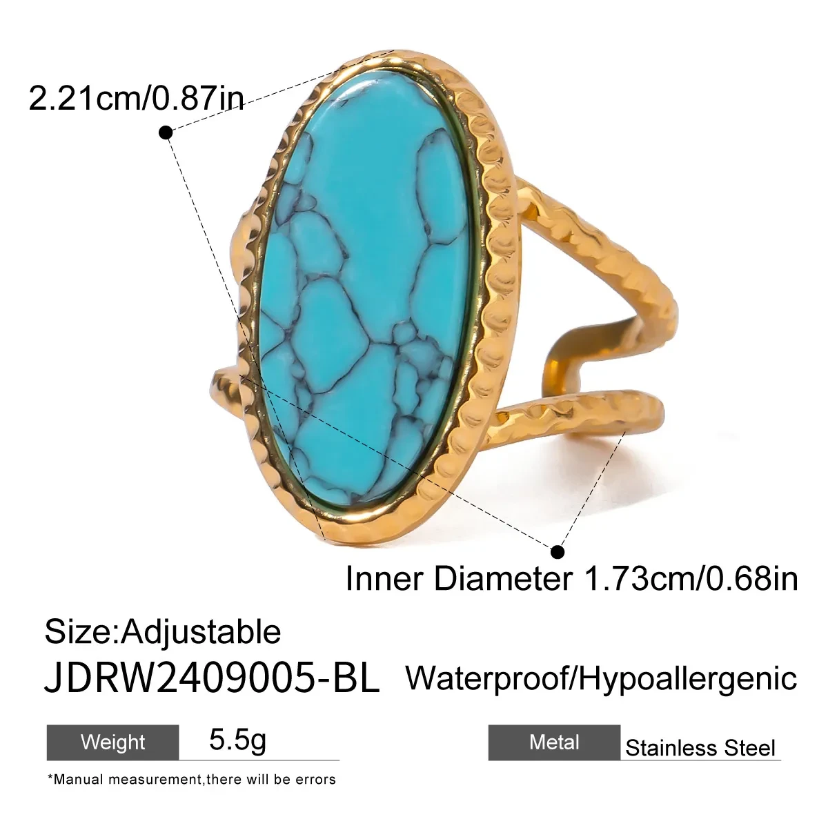 Luxury Oval Turquoise Tiger's Eye Ring