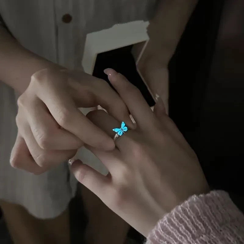 Luminous Dream Blue Butterfly Ring