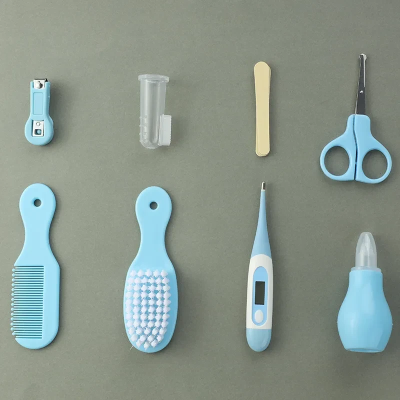 Baby Infant Nail Care Set Grooming Kit with Silicone Plastic Nail Clippers Scissors Tweezers File Brush Comb Essential Supplies
