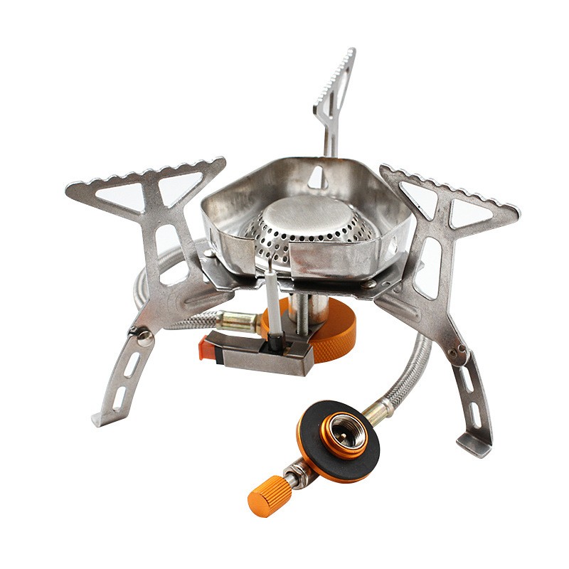 5800W Windproof Camping Gas Stove with Piezo Ignition and Fuel Canister Adapters