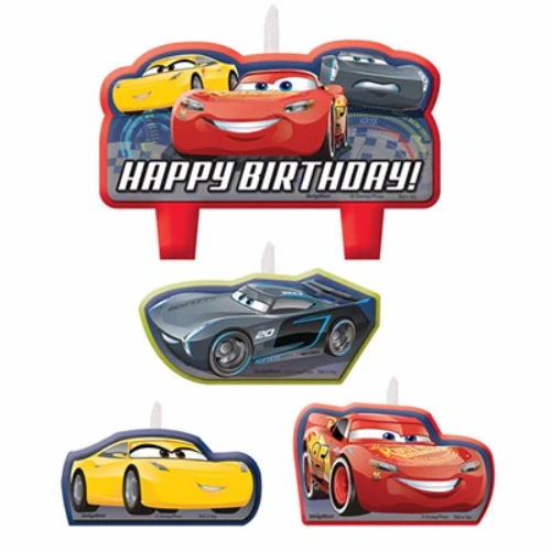 Cars 3 Candle Set Happy Birthday - Pack of 4