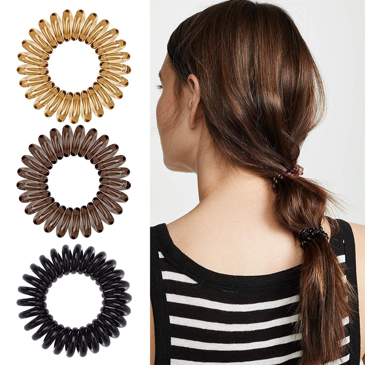 Brunette Spiral Hair Ties Set