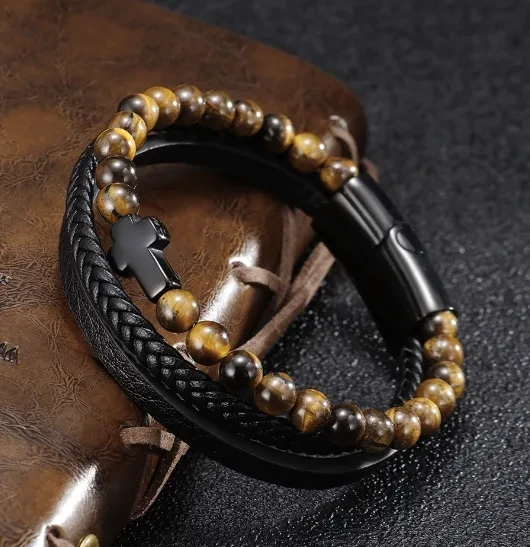 Engraved Tiger Eye Son Bracelet