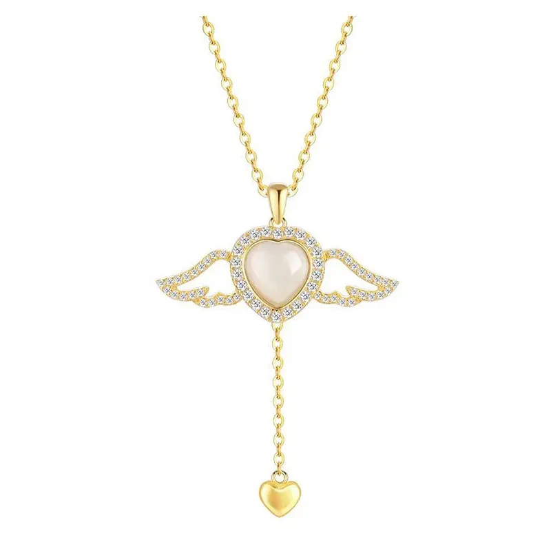 Golden Winged Sparkle Lariat Necklace
