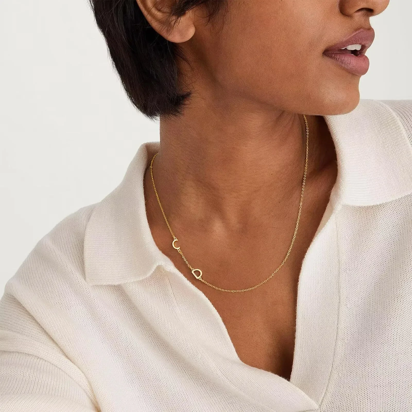 Personalized Necklace with Side Initials