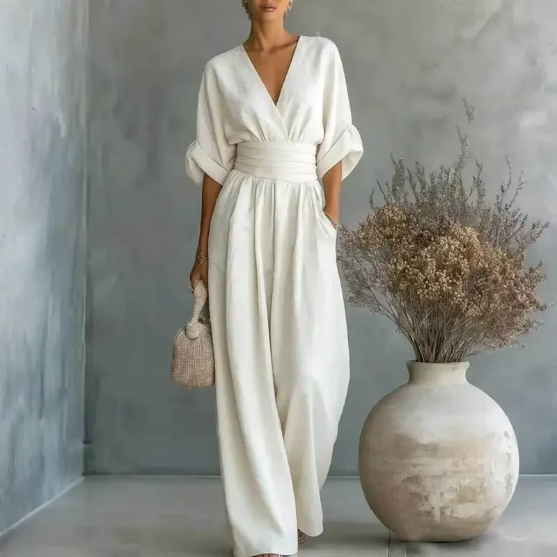 V-neck Waist Jumpsuit