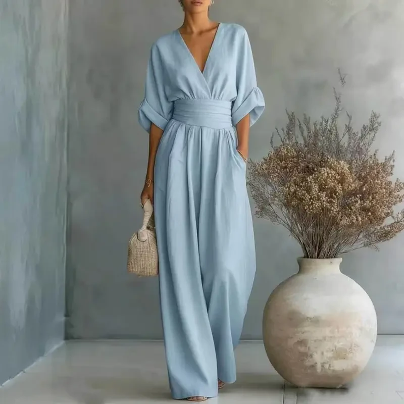 V-neck Waist Jumpsuit