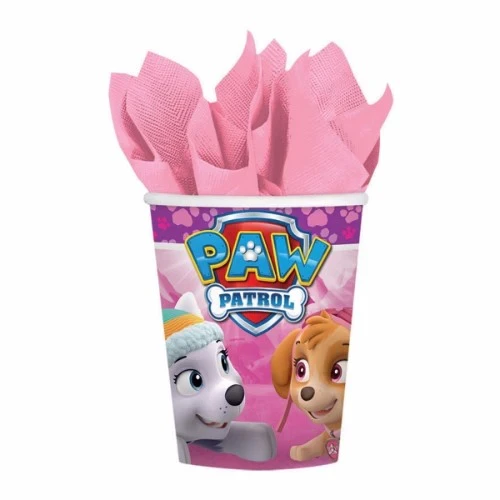 Paw Patrol Girls Cups Paper 266ml - Pack of 8