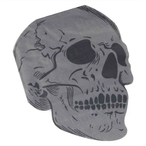 Deadly Soiree Skull Shaped Paper Party Napkins - Pack of 16