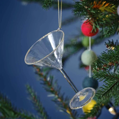 Merry & Bright Novelty Martini Glass Hanging Tree Decoration