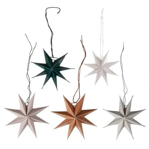 Cosy Copper Paper Star Tree Decorations