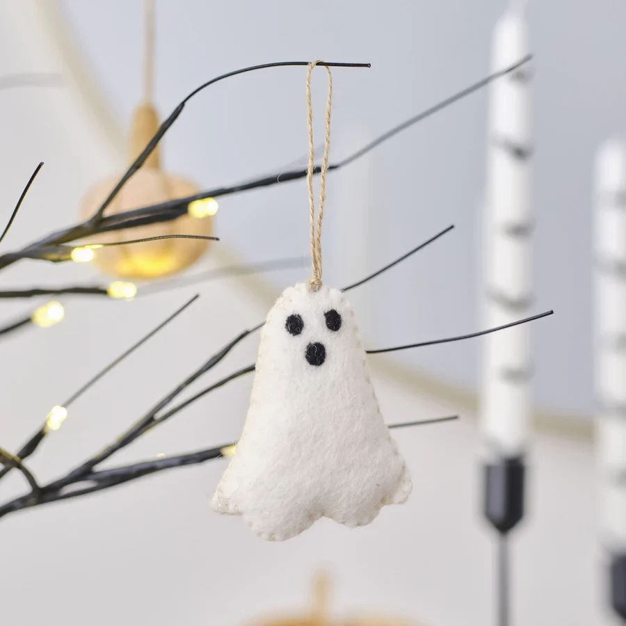Halloween Hanging Tree Decoration - Pumpkin Spice Felt Ghost
