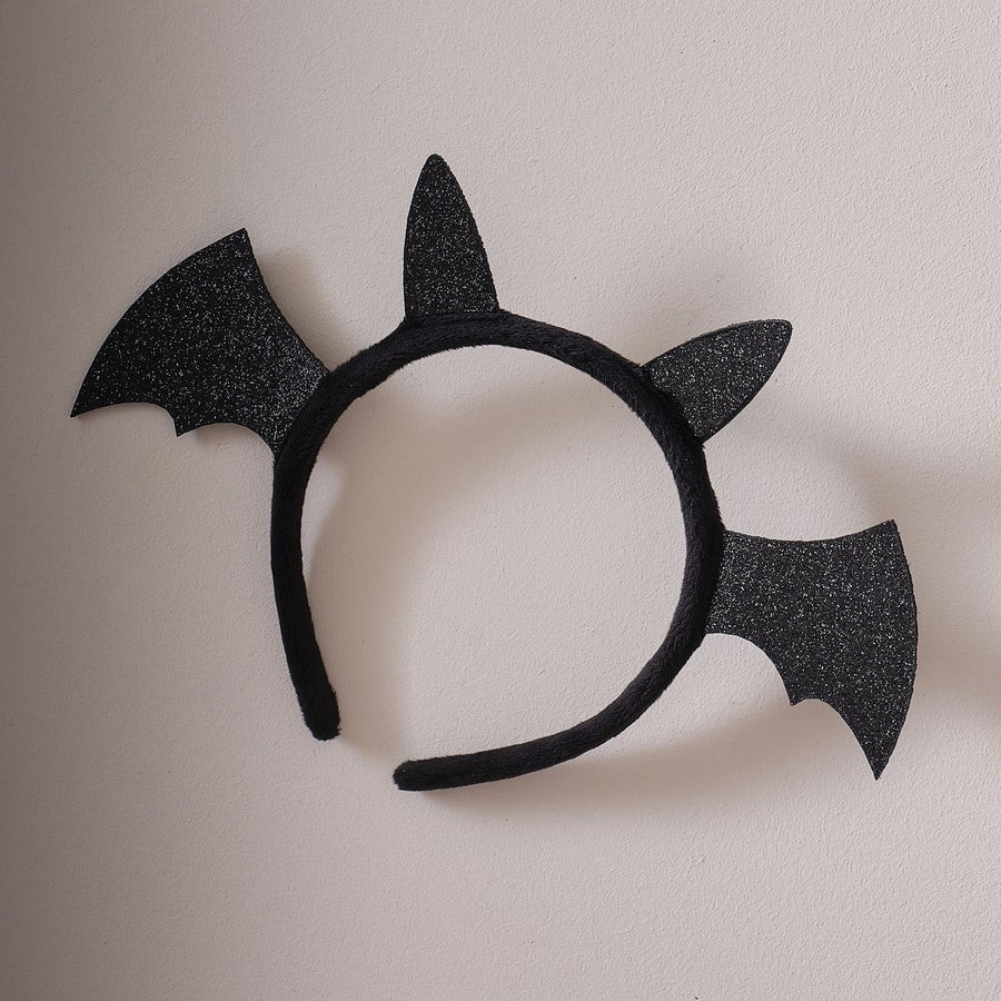 Fancy Dress Headband - Black Sparkle Bat