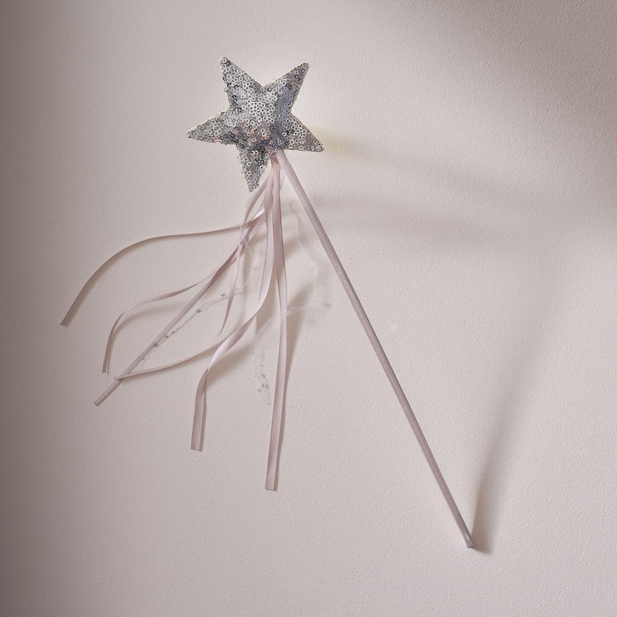 Fairy Wand - Fancy Dress Pink & Silver Sequin Star