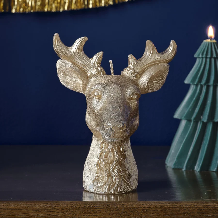 Candle - Merry & Bright Gold Stag