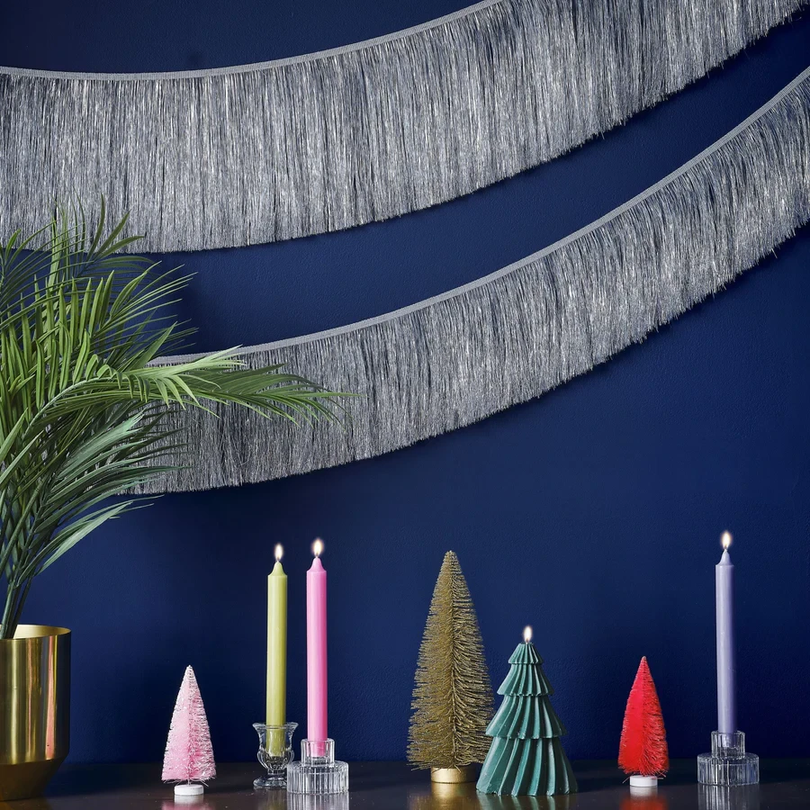 Garland Decoration - Merry & Bright Silver Tinsel