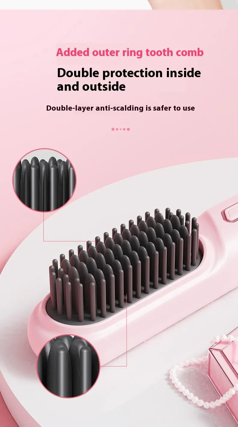 Wet Dry Hair Straightener Cordless Hair Straightener Brush With Fast Heating Negative Ions For Fluffy Curly Hair For Electric