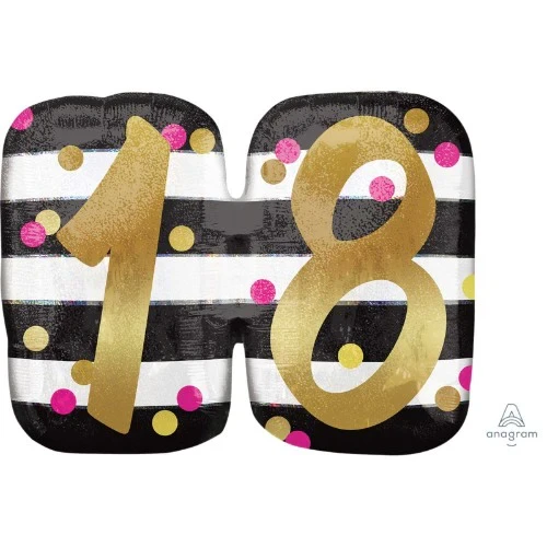 Balloon - Supershape Holographic Pink & Gold Milestone 18