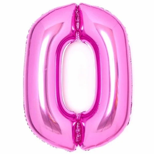 Large Number 0 Pink Foil Balloon 64cm w x 90cm h