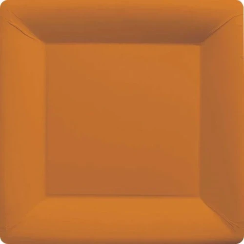 Paper Plates 23cm Square 20CT  - Pumpkin Orange  - Pack of 20