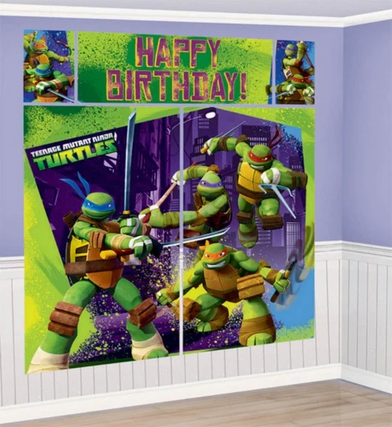 Wall Decorations Kit - Plastic Teenage Mutant Ninja Turtles Scene Setter - Pack of 5