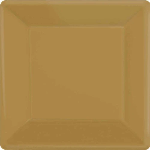 Paper Plates Square Gold - 17cm  - Pack of (20)
