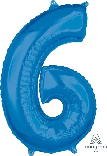 Numeral 6 Shape Balloon Mid-Size -  Blue